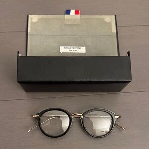 Thom Browne Black and Gold Round Glasses